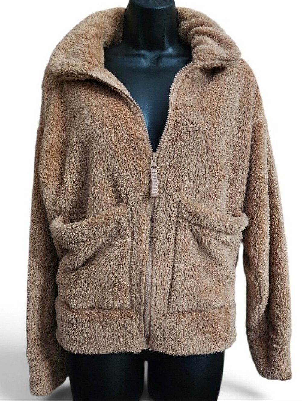 Maple Brown XS Zip-Up Teddy Jacket